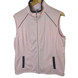 Allison Daley Light Pink Gray Accent Full Zip Athletic Vest Pockets Petite Large